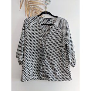 NINE WEST 3/4 Sleeve Distorted Polkadot Blouse